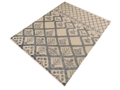 handmade Modern Moroccan Hi Ivory Blue Hand Knotted RECTANGLE 100% WOOL area rug 8x11