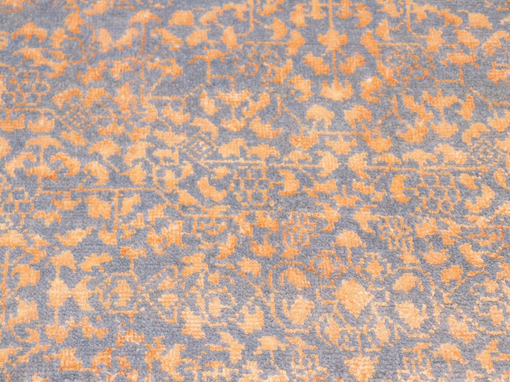 handmade Modern Ellie Blue Beige Hand Knotted RECTANGLE WOOL&SILK area rug 8x10