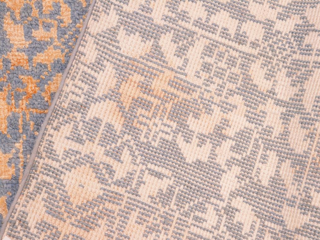 handmade Modern Ellie Blue Beige Hand Knotted RECTANGLE WOOL&SILK area rug 8x10