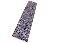 handmade Modern Kafkaz Blue Ivory Hand Knotted RUNNER WOOL&SILK area rug 2x10 