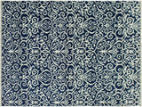Modern Cyrena Blue/Ivory Wool&Silk Rug - 4'2'' x 6'4''