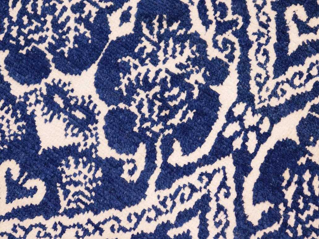 handmade Modern Nabila Blue Ivory Hand Knotted RECTANGLE WOOL&SILK area rug 6x9