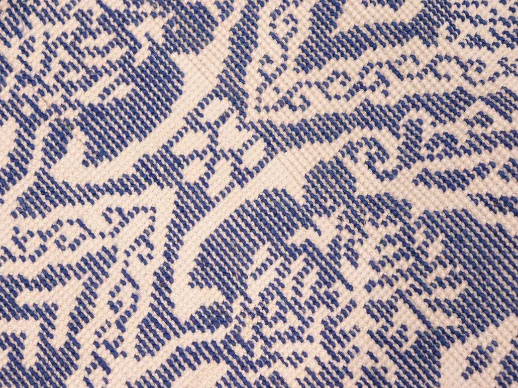 handmade Modern Nabila Blue Ivory Hand Knotted RECTANGLE WOOL&SILK area rug 6x9