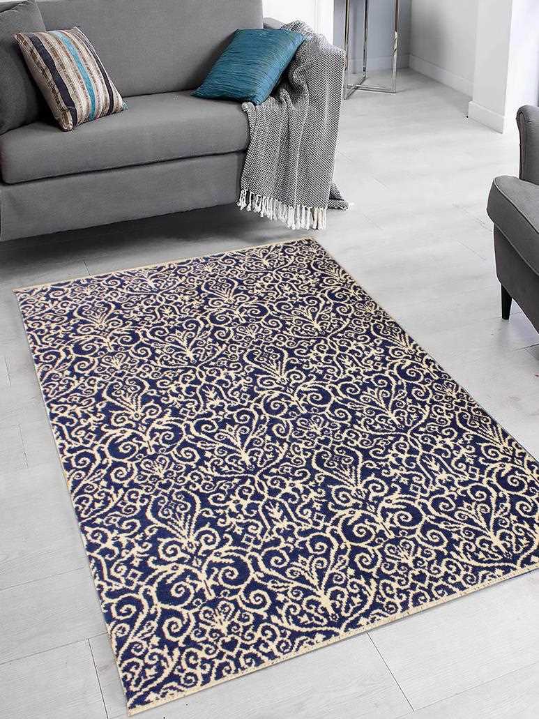 handmade Modern Cryena Blue Ivory Hand Knotted RECTANGLE 100% WOOL area rug 5x7