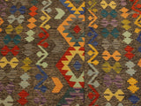 handmade Geometric Kilim Brown Blue Hand-Woven RECTANGLE 100% WOOL area rug 6x8
