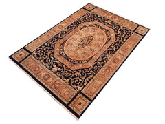 handmade Traditional Tamour Blue Tan Hand Knotted RECTANGLE 100% WOOL area rug 8x11