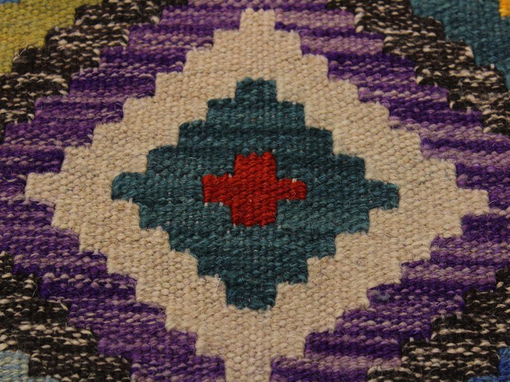 handmade Geometric Kilim Brown Blue Hand-Woven RECTANGLE 100% WOOL area rug 5x8