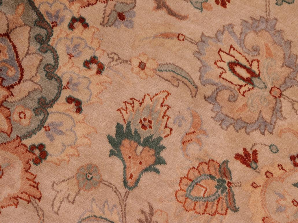 handmade Traditional Lahore Tan Green Hand Knotted RECTANGLE 100% WOOL area rug 8x10