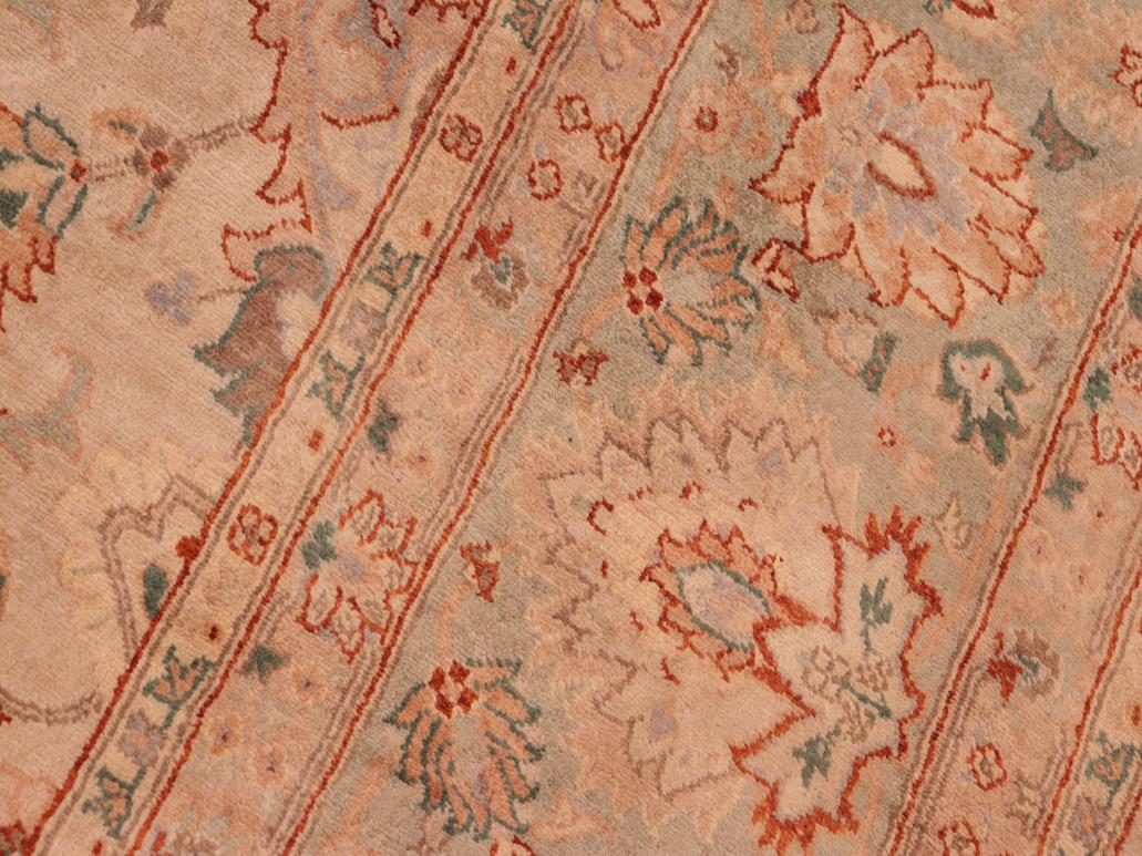 handmade Traditional Lahore Tan Green Hand Knotted RECTANGLE 100% WOOL area rug 8x10