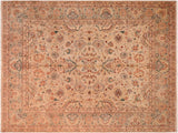 Turkish Knotted Istanbul Penny Tan/Green Wool Rug - 8'2'' x 10'2''