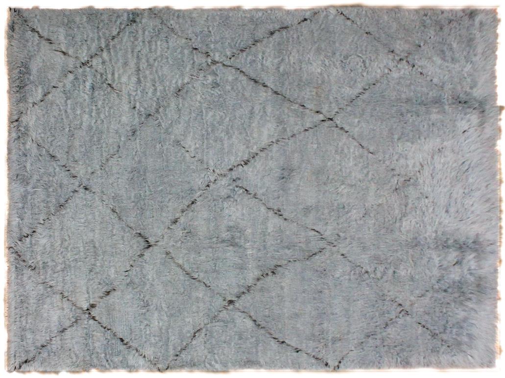handmade Modern Moroccan Gray Black Hand Knotted RECTANGLE 100% WOOL area rug 8x10