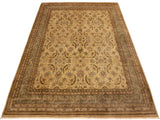 handmade Traditional Lahore Tan Lt. Green Hand Knotted RECTANGLE 100% WOOL area rug 8x10