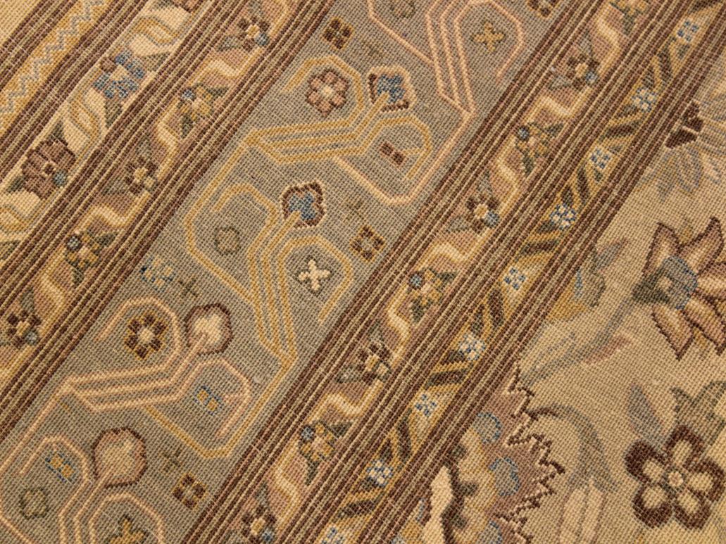 handmade Traditional Lahore Tan Lt. Green Hand Knotted RECTANGLE 100% WOOL area rug 8x10