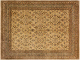 handmade Traditional Lahore Tan Lt. Green Hand Knotted RECTANGLE 100% WOOL area rug 8x10