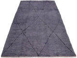 handmade Modern Moroccan Gray Black Hand Knotted RECTANGLE 100% WOOL area rug 8x11