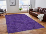 handmade Modern Moroccan Purple Black Hand Knotted RECTANGLE 100% WOOL area rug 6x9