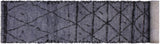handmade Modern Moroccan Gray Black Hand Knotted RUNNER 100% WOOL area rug 3x11