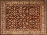 Turkish Knotted Istanbul Naomi Rust/Ivory Wool Rug - 8'1'' x 9'10''
