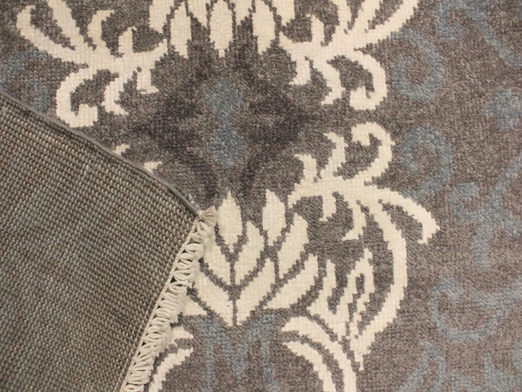 handmade Modern Elisora Gray Ivory Hand Knotted RECTANGLE WOOL&VISCOU area rug 4x6