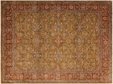 Turkish Knotted Istanbul Olga Gold/Rust Wool Rug - 8'2'' x 10'3''