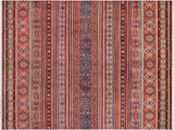 handmade Geometric Khorgeen Red Blue Hand Knotted RECTANGLE 100% WOOL area rug 9x12