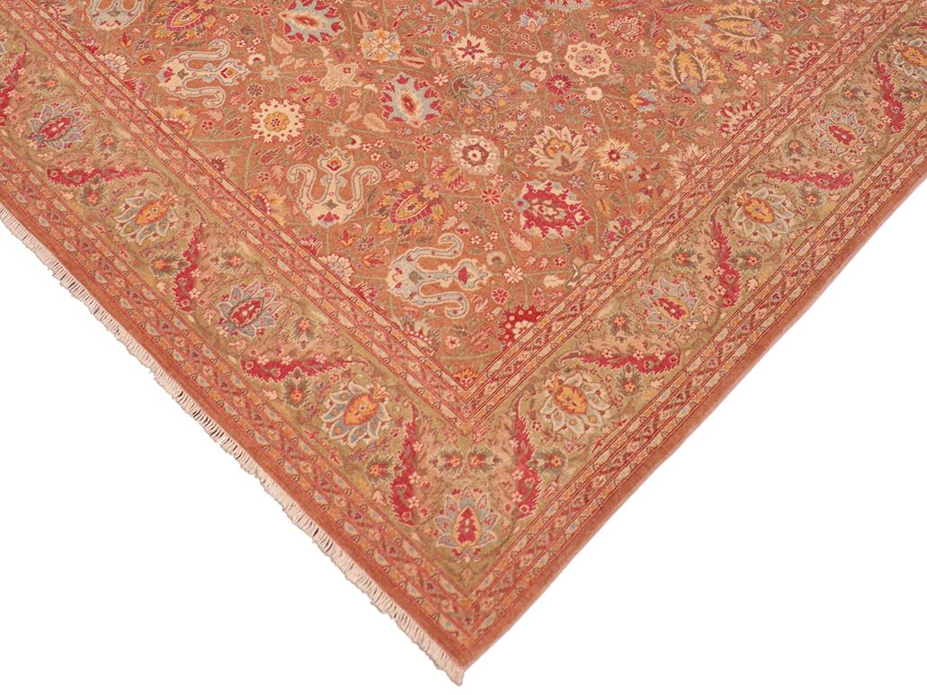 handmade Traditional  Brown Green Hand Knotted RECTANGLE 100% WOOL area rug 8x10