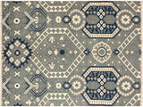 Contemporary Ezlyn Gray/Ivory Wool&Silk Rug - 4'1'' x 6'6''