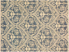 handmade Modern Nabila Blue Ivory Hand Knotted RECTANGLE WOOL&SILK area rug 4x6