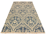 handmade Modern Nabila Blue Ivory Hand Knotted RECTANGLE WOOL&SILK area rug 4x6