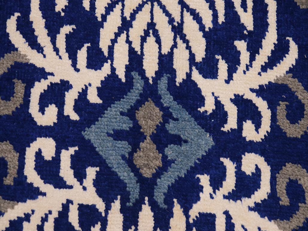 handmade Modern Elisora Blue Gray Hand Knotted RECTANGLE WOOL&VISCOU area rug 8x10