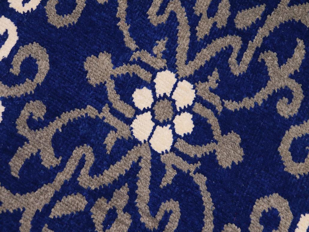 handmade Modern Elisora Blue Gray Hand Knotted RECTANGLE WOOL&VISCOU area rug 8x10