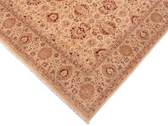 handmade Traditional Lahore Beige Gold Hand Knotted RECTANGLE 100% WOOL area rug 8x10