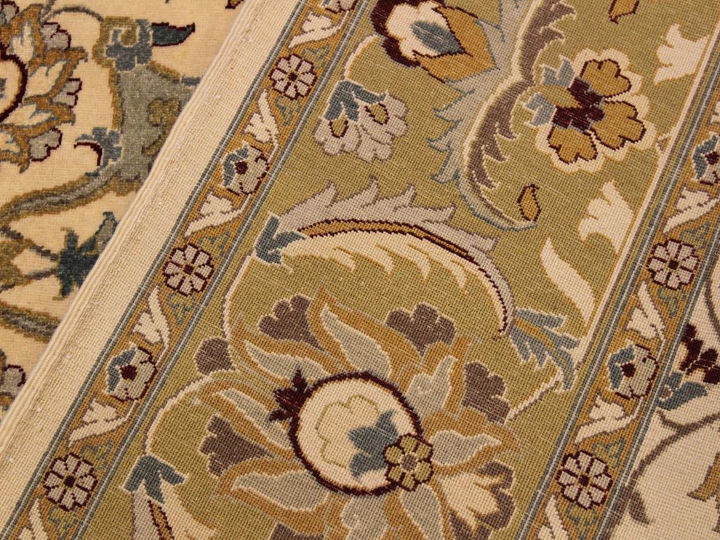 handmade Traditional  Ivory Lt. Green Hand Knotted RECTANGLE 100% WOOL area rug 8x10