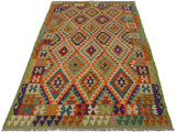 handmade Geometric Kilim Beige Rust Hand-Woven RECTANGLE 100% WOOL area rug 5x8