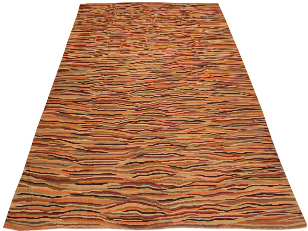 handmade Geometric Kilim Beige Brown Hand-Woven RECTANGLE 100% WOOL area rug 10x14