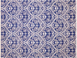 Modern Nabila Blue/Ivory Wool&Silk Rug - 5'10'' x 9'3''