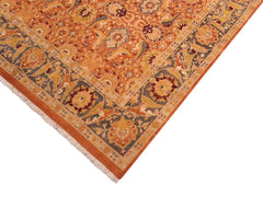 handmade Traditional Agra Orange Gray Hand Knotted RECTANGLE 100% WOOL area rug 8x10