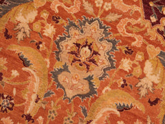 handmade Traditional Agra Orange Gray Hand Knotted RECTANGLE 100% WOOL area rug 8x10