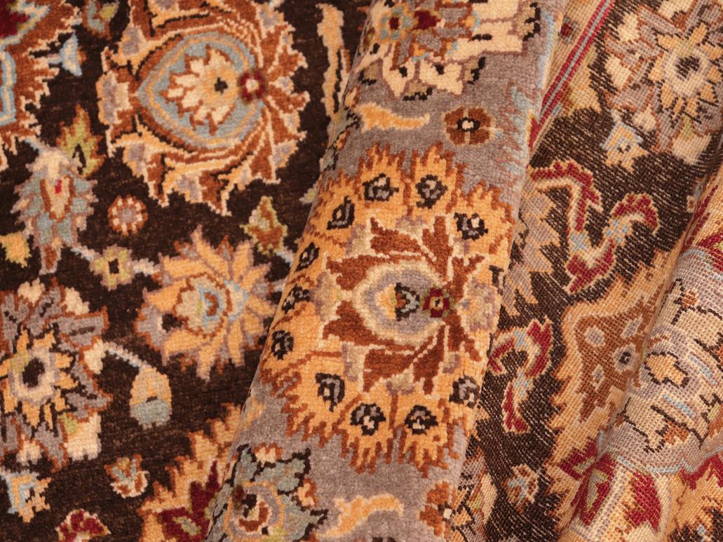 handmade Traditional Lahore Brown Gray Hand Knotted RECTANGLE 100% WOOL area rug 8x10