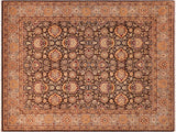 handmade Traditional Lahore Brown Gray Hand Knotted RECTANGLE 100% WOOL area rug 8x10