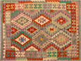 handmade Geometric Kilim Beige Rust Hand-Woven RECTANGLE 100% WOOL area rug 4x6