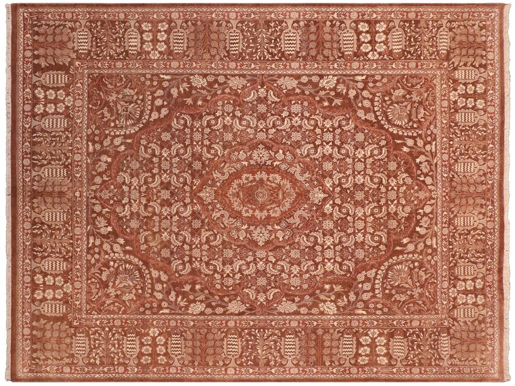 handmade Traditional Tajdar Brown Brown Hand Knotted RECTANGLE 100% WOOL area rug 8x10