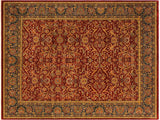 Turkish Knotted Istanbul Geneva Red/Blue Wool Rug - 7'11'' x 10'4''