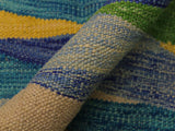 handmade Geometric Kilim Blue Gray Hand-Woven RECTANGLE 100% WOOL area rug 7x10