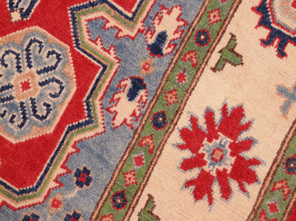 handmade Geometric Kazak Red Ivory Hand Knotted RECTANGLE 100% WOOL area rug 5x7
