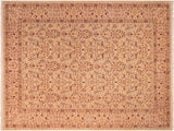 handmade Traditional Lahore Beige Tan Hand Knotted RECTANGLE 100% WOOL area rug 8x10