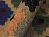 handmade Geometric Kilim Tan Blue Hand-Woven RECTANGLE 100% WOOL area rug 5x7