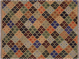 handmade Geometric Kilim Tan Blue Hand-Woven RECTANGLE 100% WOOL area rug 5x7