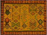 Southwestern Turkish Kilim Jacquett Gold/Rust Wool Rug - 8'1'' x 11'3''