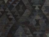 handmade Geometric Kilim Brown Green Hand-Woven RECTANGLE 100% WOOL area rug 7x10